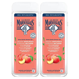 Le Petit Marseillais Peach Shower Gel Set - 2 x 400ml Bottles - Natural & Moisturizing for Gentle Skin Cleansing Le Petit Marseillais Peach Shower Gel - Natural & Gentle Cleansing shower gel, natural shower gel, organic shower gel, peach shower gel, nectarine shower gel, sustainable shower gel, recyclable shower gel, dermatologically tested shower gel, gentle skin cleanser, moisturizing shower gel, natural skincare, fruity scent, refreshing shower, sensitive skin, skin-friendly pH, peach scent, nectarine sc