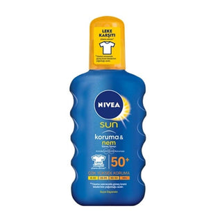 Nivea Sun Protection SPF 50+ Moisturizing Sunscreen Spray for All Skin Types - Waterproof & Hydrating Formula Nivea SPF 50+ Sunscreen Spray - Moisturizing & Waterproof Nivea Sun Protection, SPF 50+ Sunscreen Spray, Moisturizing Sunscreen, Water-resistant Sunscreen, UVA/UVB Protection, Sunscreen for All Skin Types, Hydrating Sunscreen, Outdoor Protection, Family Sunscreen, Beach Essentials, Pool Essentials, Outdoor Activities, Skin Care, Sun Care, Sun Protection, Waterproof Sunscreen