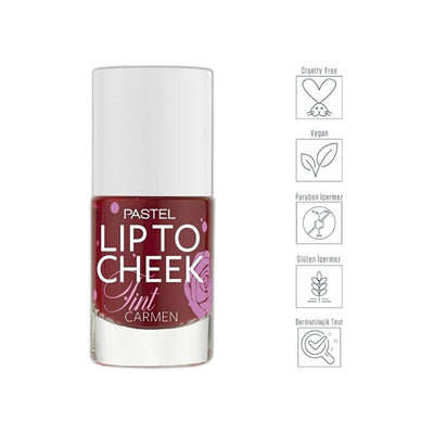 Pastel Lip To Cheek Tint Carmen: Vegan, Long-Lasting Color with Hyaluronic Acid & Raspberry Scent for a Natural, Fresh L