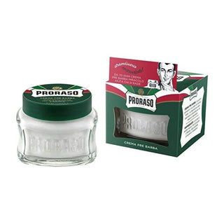 Proraso Pre-Shave Cream with Eucalyptus Oil and Menthol for Sensitive Skin - 3.38 fl oz Proraso Pre-Shave Cream with Eucalyptus & Menthol - 3.38 fl oz pre-shave cream, eucalyptus oil, menthol, natural shaving products, sensitive skin care, chemical-free cosmetics, men's grooming, shaving essentials, skin care, beard care, Proraso, hypoallergenic, paraben-free, silicone-free, SLS-free, artificial colorant-free
