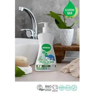 siveno liquid soap with defne oil 300 ml bottle view, siveno natural liquid soap for sensitive skin Siveno Defne Yağlı Doğal Sıvı Sabun - 300 ml Siveno Liquid Soap with Defne Oil - 300 ml siveno, liquid-soap, defne-oil, vegan, natural, eco-friendly, cruelty-free, gentle-cleanser, plant-based, ai-generated