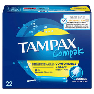 Tampax Compak Regular Aplikatörlü Tampon - 22 Adet, Rahat ve Güvenli Adet Dönemi Çözümü Tampax Compak Tampon - Güvenli Adet Dönemi Çözümü Tampax Compak Tampon, Aplikatörlü Tampon, Adet Dönemi Hijyen Ürünleri, Oeko-Tex Sertifikalı Hijyen Ürünleri, Koku ve Boya İçermeyen Tampon, Kadın Hijyen Ürünleri, Güvenli Tampon, Rahat Tampon, Aktif Yaşam için Tampon, Spor İçin Uygun Tampon