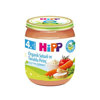Hipp Organic Baby Food - Rice and Chicken Vegetable Jar, Gluten-Free, GMO-Free, 125g Hipp Organic Baby Food - Healthy & Nutritious organic baby food, baby puree, rice and chicken baby food, gluten-free baby food, GMO-free baby food, healthy baby food, baby nutrition, Hipp, organic ingredients, no added salt, hormone-free, convenient baby food