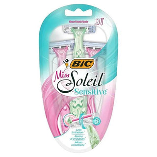 Bic Miss Soleil Sensitive Women's Disposable Razor - 3 Blade Aloe Vera for Smooth, Irritation-Free Shave (3 Count) Bic Miss Soleil Razor: Smooth Shave for Sensitive Skin women's disposable razor, sensitive skin razor, 3 blade razor, aloe vera razor, women's shaving, disposable razors for women, smooth shave razor, Bic Miss Soleil, women's razor, shaving razor, sensitive skin, aloe vera, vitamin E, smooth skin, hair removal, disposable razor, travel razor, beauty, personal care, shaving, women's grooming, ir