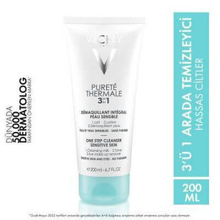 vichy purete thermale 3-in-1 cleanser bottle, vichy 3-in-1 cleanser application on cotton pad Vichy Purete Thermale 3-in-1 Cleanser - Effective Skincare | 200ml Vichy Purete Thermale 3-in-1 Cleanser 200ml vichy, cleanser, skincare, makeup-remover, hydrating-cleanser, daily-cleanser, dermatologically-tested, oil-free, hypoallergenic, ai-generated