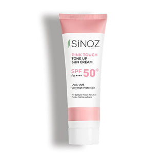 Sinoz SPF50+ Pink Touch Facial Sunscreen: Tone Up & Protect with High Protection, Calamine & PA++++ for Radiant Skin (1.69 fl oz) Sinoz SPF50+ Pink Sunscreen: Tone Up & High Protection SPF 50 sunscreen, pink tone up sunscreen, sunscreen for face, high protection sunscreen, sunscreen with calamine, tone correcting sunscreen, brightening sunscreen, Sinoz sunscreen, sunscreen for all skin types, facial sunscreen, sun protection, UVA/UVB protection, radiant skin, even skin tone, calamine, panthenol, shea butter