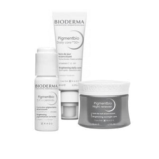 bioderma pigmentbio daily care spf 50+, bioderma pigmentbio night renewer, bioderma pigmentbio c-concentrate Bioderma Pigmentbio Set - Dark Spot Treatment | 3 Products Bioderma Pigmentbio Set - Brightening Trio bioderma, pigmentbio, dark-spot-treatment, sensitive-skin, anti-aging, brightening, skincare-set, daily-care, night-care, ai-generated