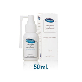 Crystalin Antiseptic & Disinfectant Solution 50ml - Neutral pH, Alcohol-Free, Gentle on Skin Crystalin Antiseptic Solution 50ml - Gentle & Effective antiseptic solution, wound cleaning, neutral pH antiseptic, alcohol-free disinfectant, steroid-free antiseptic, antiseptic spray, wound care, first aid, sensitive skin, gentle antiseptic, Crystalin, health and wellness, medical supplies