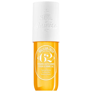 Sol de Janeiro Mini Cheirosa '62 Body Perfume Mist: Irresistible Salted Caramel & Pistachio Fragrance for Hair & Body | Vegan & Paraben-Free Sol de Janeiro '62 Body Mist: Salted Caramel Perfume body perfume mist, hair perfume, Brazilian Bum Bum Cream scent, salted caramel perfume, pistachio fragrance, vanilla body mist, vegan perfume, warm gourmand fragrance, Sol de Janeiro, body spray, fragrance, perfume, body mist, hair mist, salted caramel, pistachio, vanilla, warm fragrance, spicy fragrance, sweet fragr