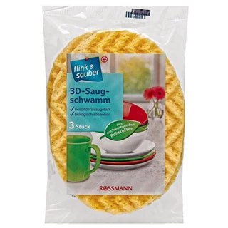 Flink & Sauber 3D Dish Sponge - Effective Kitchen Cleaning Tool for Wet Surfaces Flink & Sauber 3D Dish Sponge - Effective Cleaning Dish Sponge, 3D Dish Sponge, Effective Dish Cleaning, Viscose Sponge, Kitchen Cleaning Tool, Kitchen Essentials, Cleaning Supplies, Household Cleaning, Dish Cleaning Accessories