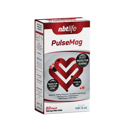 NBTLife PulseMag Magnesium & Vitamin B6 Supplement - 60 Capsules for Enhanced Energy and Wellness