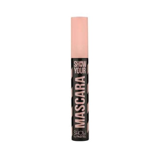 show by pastel black mascara 9 ml packaging, close up of show by pastel black mascara brush Show By Pastel Black Mascara - Voluminous Look | 9 ml Show By Pastel Black Mascara - 9 ml Volume show-by-pastel, black-mascara, volumizing-mascara, makeup, beauty, mascara, eyelashes, ai-generated, long-lasting, intense-black