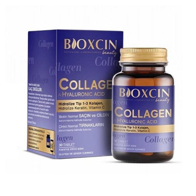 Bioxcin Beauty Collagen Supplement Tablets - Hydrolyzed Collagen, Vitamin C, Hyaluronic Acid for Skin Health and Anti-Ag