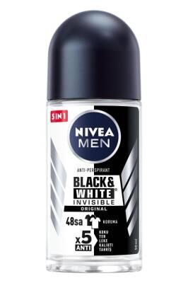 Nivea Men Invisible Black Roll-On Deodorant: Anti-Stain, Long Lasting Odor Protection, Clean & Dry Feel for Sensitive Sk