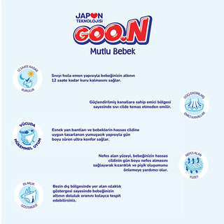 Goon Mutlu: Size 4 Baby Diapers - 32 Count, 12-Hour Dryness, Prevents Diaper Rash, Absorbent, Thin & Flexible for All-Day Comfort Goon Mutlu Baby Diapers - 12 Hour Dryness & Diaper Rash Protection baby diapers, disposable diapers, infant diapers, 12 hour diapers, diaper rash prevention, absorbent baby diapers, thin baby diapers, flexible baby diapers, baby diaper size 4, Goon baby diapers, baby, diapers, diaper, baby care, infant care, newborn diapers, size 4 diapers, overnight diapers, comfortable diapers,