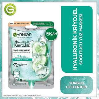 Garnier Hyaluronic Cooling Anti-Fatigue Face Mask: Hydrating Cucumber Kriyojel Single-Use for Tired Skin Garnier Hyaluronic Cooling Face Mask | Hydrate & Revitalize hyaluronic acid face mask, cooling face mask, anti-fatigue face mask, hydrating face mask, cucumber face mask, single use face mask, garnier face mask, kriyojel face mask, facial mask, hyaluronic acid, cucumber extract, anti-fatigue, cooling, moisturizing, single-use, skincare, tired skin, dull skin, hydrating, refreshing, revitalizing, radiant,