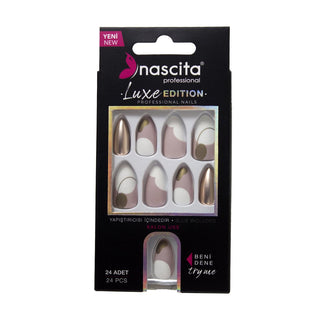 nascita luxe edition fake nails 24 piece set, nascita fake nails different styles, applying nasciata fake nails, nascita beauty nails packaging Nascita Luxe Edition Fake Nails - 24 Pieces for Beautiful Nails | Perfect for Women and Beauty Enthusiasts Nascita Luxe Edition 24 Pack Fake Nails nascita, fake-nails, beauty, nail-art, woman, fashion, nail-care, manicure, ai-generated, luxury