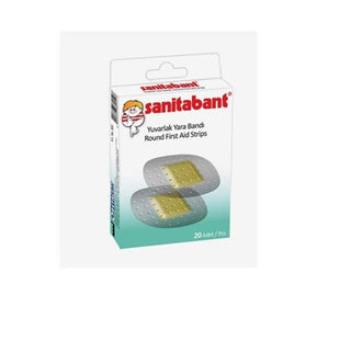 Sanitabant Round Band-Aid 20-Pack - Hypoallergenic, Waterproof Wound Care for Sensitive Skin Sanitabant Hypoallergenic Round Band-Aid - Gentle Wound Care Round Band-Aid, Hypoallergenic bandage, Wound care, First aid, Sensitive skin band-aid, Hypoallergenic wound care, Breathable bandage, Non-stick absorbent pad, Plastic carrier, Wound protection, Minor cut care, Scrape care, First aid kit, Sensitive skin care, Gentle wound care