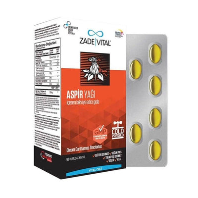 Zade Vital Safflower Oil Supplement - 600mg Cold-Pressed Capsules, Omega 6 & 9 Rich Dietary Supplement for Health & Well