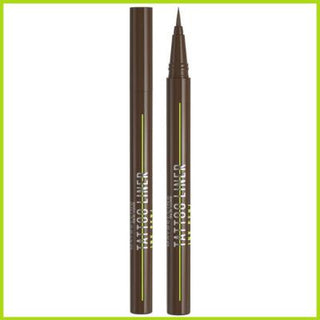 maybelline tattoo liner ink pen pitch brown front view, maybelline tattoo liner in use, maybelline tattoo eyeliner swatch pitch brown Maybelline New York Tattoo Liner Ink Pen - Pitch Brown Maybelline Tattoo Liner Ink Pen - Pitch Brown eyeliner, maybelline, tattoo-liner, makeup, waterproof, smudge-proof, brown-eyeliner, makeup-users, teenagers, ai-generated