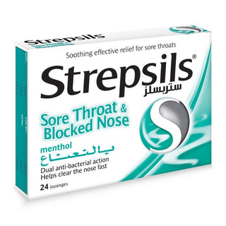 Strepsils Menthol 24 Pastil Throat Lozenges for Sore Throat Relief - Strepsils