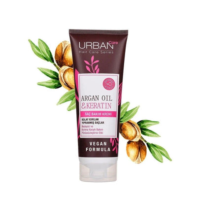 Urban Care Argan Oil Keratin Hair Care Cream - Nourishing, Repairing, and Shine Enhancement for Dry, Damaged Hair - 250m