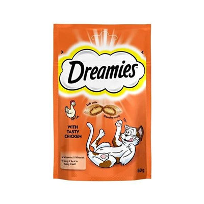 Dreamies Chicken Flavor Cat Treats - High Protein, Nutritious Snacks for Cats - 60g
