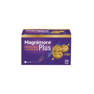 Magnimore Plus 30 Sachets - Magnesium & Vitamin B6 Dietary Supplement for Adults