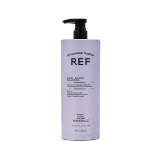 REF Cool Silver Shampoo for Blonde and Silver Hair - 1000ml, Maintains Color & Shine REF Cool Silver Shampoo - 1000ml for Blonde & Silver Hair Blonde hair shampoo, Silver hair shampoo, REF Cool Silver Shampoo, Color-treated hair care, 1000 ml shampoo, Hair care for blonde hair, Silver hair maintenance, Color maintenance shampoo, REF brand, Cool Silver product line, Large size shampoo, Hair nourishment, Hair protection