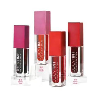 golden rose juicy tint lip and cheek stain in pink crush, swatch of golden rose juicy tint lip and cheek stain Golden Rose Juicy Tint Lip & Cheek Stain - 02 Pink Crush Golden Rose Juicy Tint Lip & Cheek Stain - Pink Crush golden-rose, lip-stain, cheek-stain, tint, cosmetic, makeup, hydrating, natural-look, pink-crush, ai-generated