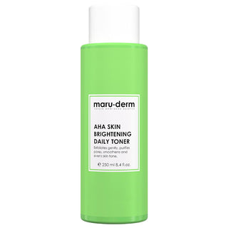Maruderm AHA Skin Brightening Toner: Glycolic & Lactic Acid Exfoliating Treatment for Dark Spots, Hyperpigmentation, & Even Skin Tone Maruderm AHA Toner: Brighten Skin & Reduce Dark Spots skin brightening toner, dark spot corrector, AHA toner, glycolic acid toner, lactic acid toner, skin exfoliation toner, hyperpigmentation treatment, even skin tone, leke karsiti tonik, cilt beyazlatici, toner, skin care, glycolic acid, lactic acid, allantoin, panthenol, vitamin B5, glycerin, perfume free, phenoxyethanol fr