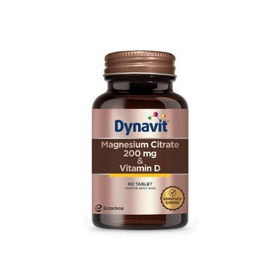 Dynavit Magnesium Citrate & Vitamin D Supplement 200mg - 60 Tablets for Overall Health