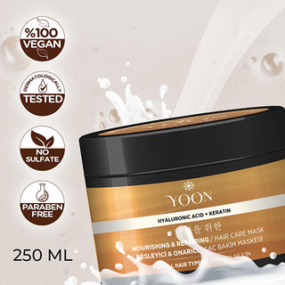 Yoon Keratin Hair Mask with Hyaluronic Acid - Intensive Repair & Nourishment for Damaged Hair, Vegan & Cruelty-Free Yoon Keratin Hair Mask - Intensive Repair for Damaged Hair Keratin Hair Mask, Hyaluronic Acid Hair Care, Vegan Hair Products, Intensive Hair Repair, K-beauty Hair Mask, Hair Care, Hair Mask, Nourishing Hair Products, Cruelty-Free Beauty, Damaged Hair Repair, Hair Care Routine, Salon Quality Hair Care, Ethical Beauty Products