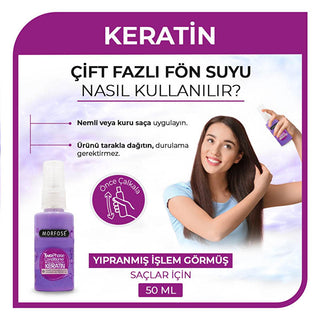 Morfose Keratin Hair Treatment: Revitalizing Leave-In Conditioner & Heat Protectant Spray for Damaged Hair - Shine & Repair Morfose Keratin Hair Treatment: Repair & Shine - Heat Protectant keratin hair treatment, leave-in conditioner, heat protectant spray, hair repair serum, shine enhancing hair product, damaged hair treatment, Morfose Keratin, hair styling product, keratin fön suyu, hair conditioning spray, keratin treatment, hair repair, heat protection, shiny hair, healthy hair, hair care, dry hair, dam