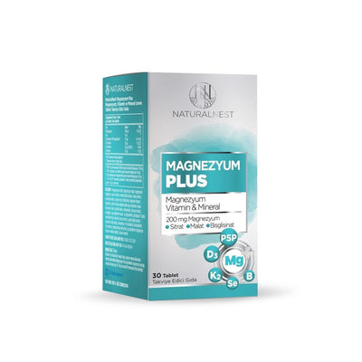 Naturalnest Magnesium Plus Dietary Supplement Tablets - 30 Count, Supports Muscle Function, Bone Health, and Energy Prod
