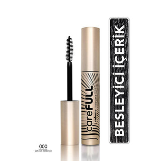 Flormar CareFULL Volume: Lash Strengthening Black Mascara for Thicker, Longer Eyelashes - Jojoba & Almond Oil, Collagen Infused, Non-Clumping Flormar CareFULL: Volumizing & Strengthening Black Mascara volume mascara, lash strengthening mascara, careful volume mascara, jojoba oil mascara, almond oil mascara, collagen mascara, black mascara, non-clumping mascara, eyelash growth mascara, natural mascara, mascara, lash care, eyelash volume, eyelash growth, non-clumping, natural finish, creamy texture, flexible 