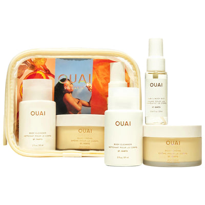 OUAI Mini St. Bart's Body Set - Luxurious Tropical Scented Skincare for Dry Skin, Hydrating Body Cream, Natural Ingredie