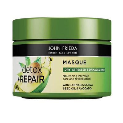 John Frieda Detox & Repair Hair Mask: Revitalize Damaged Hair with Avocado & Green Tea - Nourishing, Smoothing, and Stre