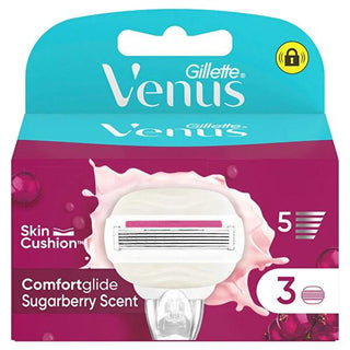 Gillette Venus ComfortGlide Sugarberry Razor Blade Refills - 3 Count -  Smooth Shave, Integrated Gel Bars, Women's Shaving Cartridges Gillette Venus Razor Refills - ComfortGlide Sugarberry - Smooth Shave Gillette Venus razor refills, Venus Comfort Glide blades, Sugarberry scented razor blades, women's razor blade refills, shaving razor blade refills, razor blades for sensitive skin, Gillette Venus replacement blades, Venus razor cartridges, 3 blade razor refills, razor refills, women's shaving, shaving, hai