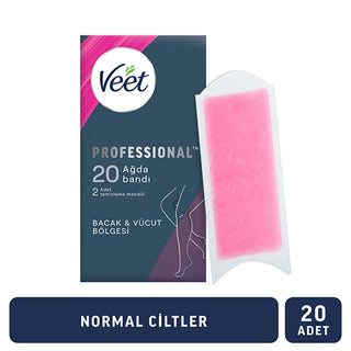 Veet Profesyonel Wax Strips for Hair Removal - Easy Gelwax Technology for Smooth Skin up to 28 Days - Normal Skin, 20 Strips Veet Wax Strips for Smooth Skin - 20 Strips hair removal wax strips, Veet wax strips, normal skin hair removal, easy gelwax technology, body hair removal for women, waxing, hair removal, beauty, personal care, grooming, Veet Profesyonel