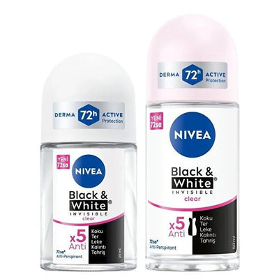 Nivea Black&White Women's Roll-on Deodorant - Long-lasting Anti-perspirant Protection, Dermatologically Tested, Anti-sta