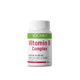 Voonka Vitamin B Complex Supplement - 62 Tablets | Supports Overall Health & Nutrition with B Vitamins & Essential Nutrients Voonka Vitamin B Complex Supplement - Supports Health & Nutrition Vitamin B Complex, Dietary Supplement, B Vitamins, Nutritional Supplement, Health Supplement, Vitamin C, Niasin, Pantotenik asit, Piridoksin, Tiamin, Kobalamin, Folik asit, Biotin, Health & Wellness, Nutrition, Supplements, Vitamins, Minerals
