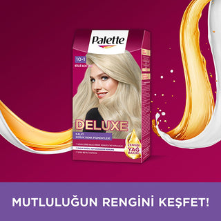 Palette Deluxe Hair Dye - Long-Lasting Nourishing Küllü Açık Sarı Color by Palette Palette Deluxe Hair Dye - Long Lasting & Nourishing hair dye, long-lasting hair color, nourishing hair dye, Palette Deluxe Saç Boyası, Küllü Açık Sarı hair color, hair care, hair coloring, cosmetic, beauty product, Palette hair dye, nourishing hair color, vibrant hair color, healthy hair