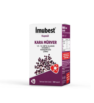İmubest Dietary Supplement Capsules for Immune Support - 30 Capsules with Black Mürver Extract, Vitamin C, and Zinc İmubest Immune Support Capsules - Black Mürver & Vitamin C Dietary Supplement, Immune Support, Black Mürver Extract, Beta Glucan, Vitamin C, Zinc Supplement, Natural Health Products, Herbal Extract Capsules, Health Supplements, Immune Boost, Wellness Products