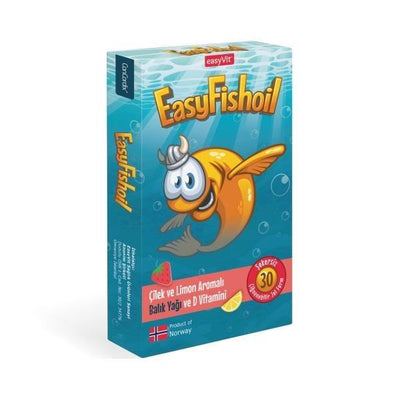 EasyFishoil Omega-3 Supplement Chewable Jelly - Strawberry & Lemon Flavor, Sugar-Free, Vitamin D3, 30 Count