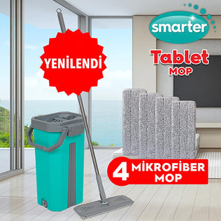 smarter tablet mop cleaning set, microfiber mop pads for cleaning, dual chamber bucket, smarter mop head, stainless steel mop handle Smarter Tablet Mop Cleaning Set - 4 Microfiber Mop Pads for Effective Home Cleaning | Ideal for Homeowners and Cleaning Staff Smarter Tablet Mop Cleaning Set - Microfiber Mop | 4 Pack cleaning-set, microfiber-mop, smarter, home-cleaning, cleaning-supplies, self-cleaning-mop, compact-storage, durable, efficient-cleaning, ai-generated