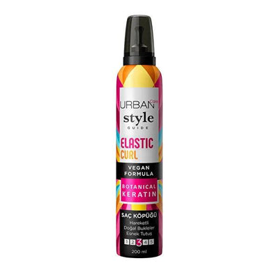 Urban Care Style Guide Elastic Curl Hair Styling Mousse - 200ml, Keratin Complex, UV Protection