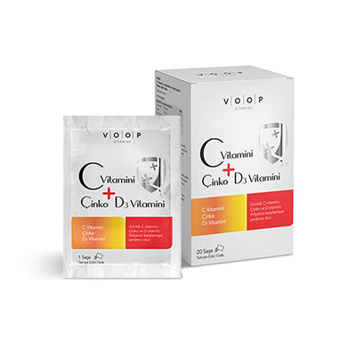 Voop Vitamin C D3 Zinc Supplement: Boost Immune Support with Orange Flavored Effervescent Vitamin Sachets for Daily Well