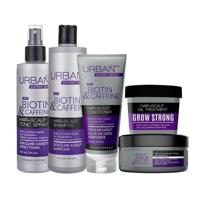URBAN Care Expert Biotin & Caffeine Hair Care Set - Anti-Hair Loss Shampoo, Nourishing Products for Healthy Hair