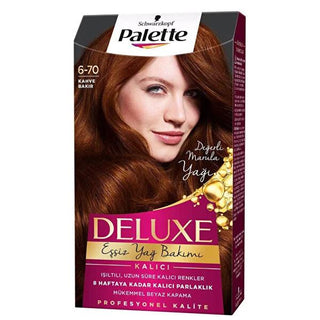 Palette Deluxe Copper Brown Hair Dye 6-7: Long-Lasting Color, Deep Care with Micro Oils, Radiant Shine Palette Deluxe Copper Brown Hair Dye: Long-Lasting Color & Shine hair dye, copper brown hair dye, long-lasting hair color, hair color with micro oils, at home hair color, hair coloring kit, Palette Deluxe hair dye, 6-7 Copper Brown hair dye, hair dye for shine, hair dye for care, vibrant hair, shiny hair, hair coloring, hair care, at-home color, copper hair, brown hair, hair color, women's hair dye, hair t